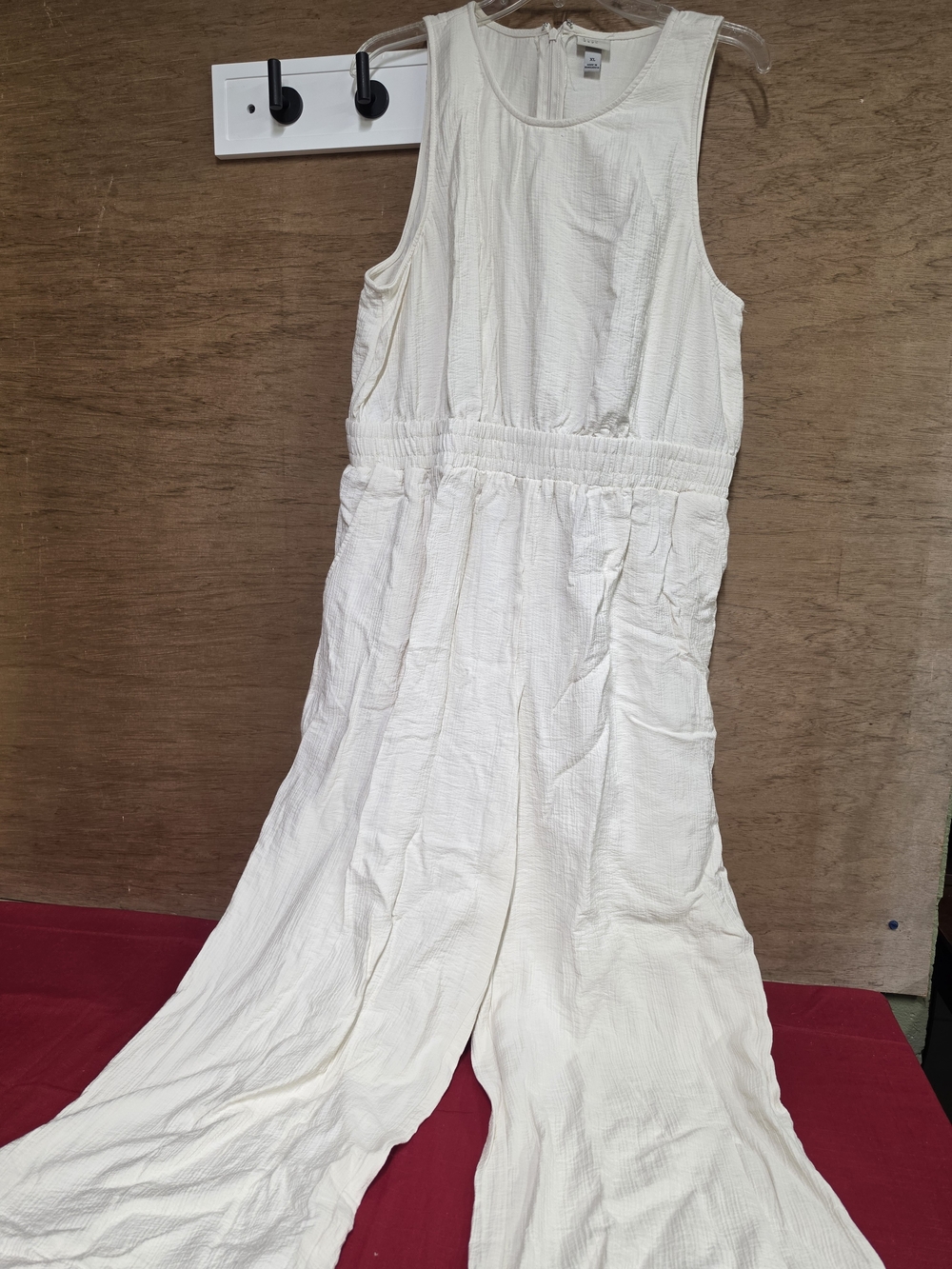 A New Day Women's Cream Sleeveless Wide-Leg Guaze Jumpsuit XL
